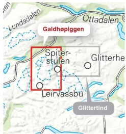 Høyfjellskart Galdhøpiggen 1:20000 Topo -Utendørsutstyr v22xfgozlulqudvxbz9k